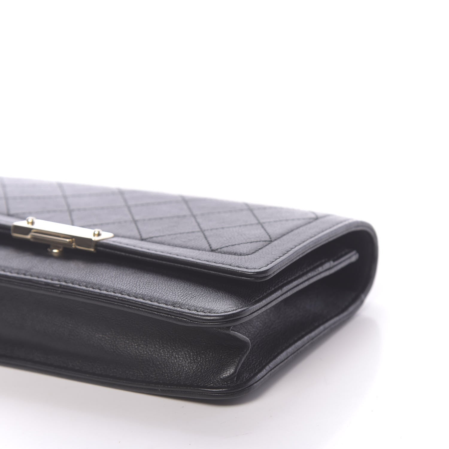 Chanel Grained Calfskin Quilted Label Click Flap Wallet On Chain WOC Black 11 of 14