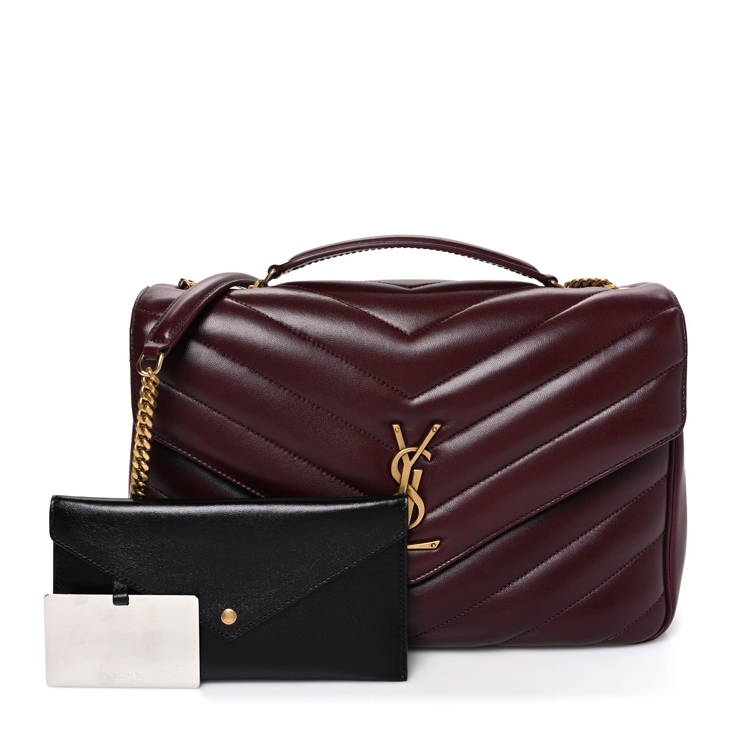 Saint Laurent Lambskin Chevron Quilted Large Loulou Rouge Cabernet 3 of 11