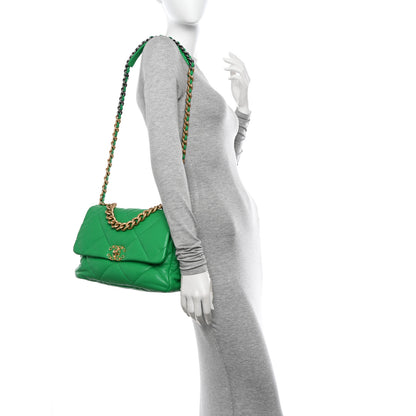 Chanel Lambskin Quilted Large Chanel 19 Flap Green 2 of 12