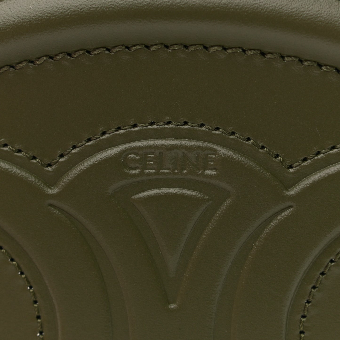 Smooth Calfskin Cuir Small Triomphe Oval Purse Crossbody Dark Olive