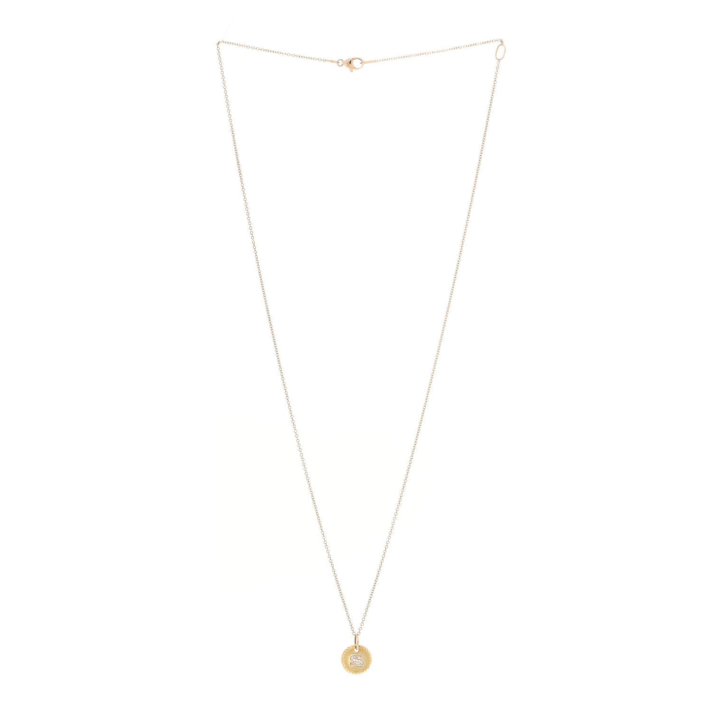 18K Yellow Gold Diamond Initial S Charm Necklace