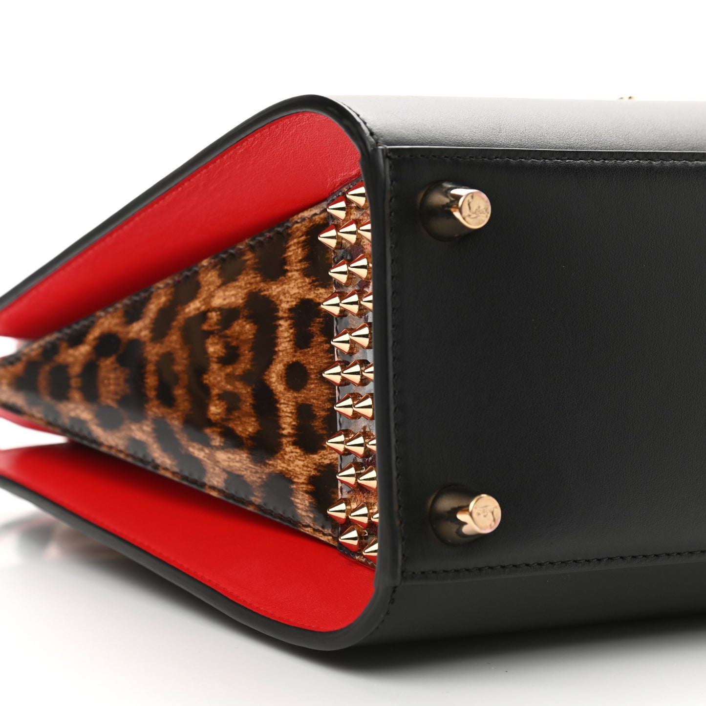 Calfskin Patent Leopard Studded Small Paloma Black
