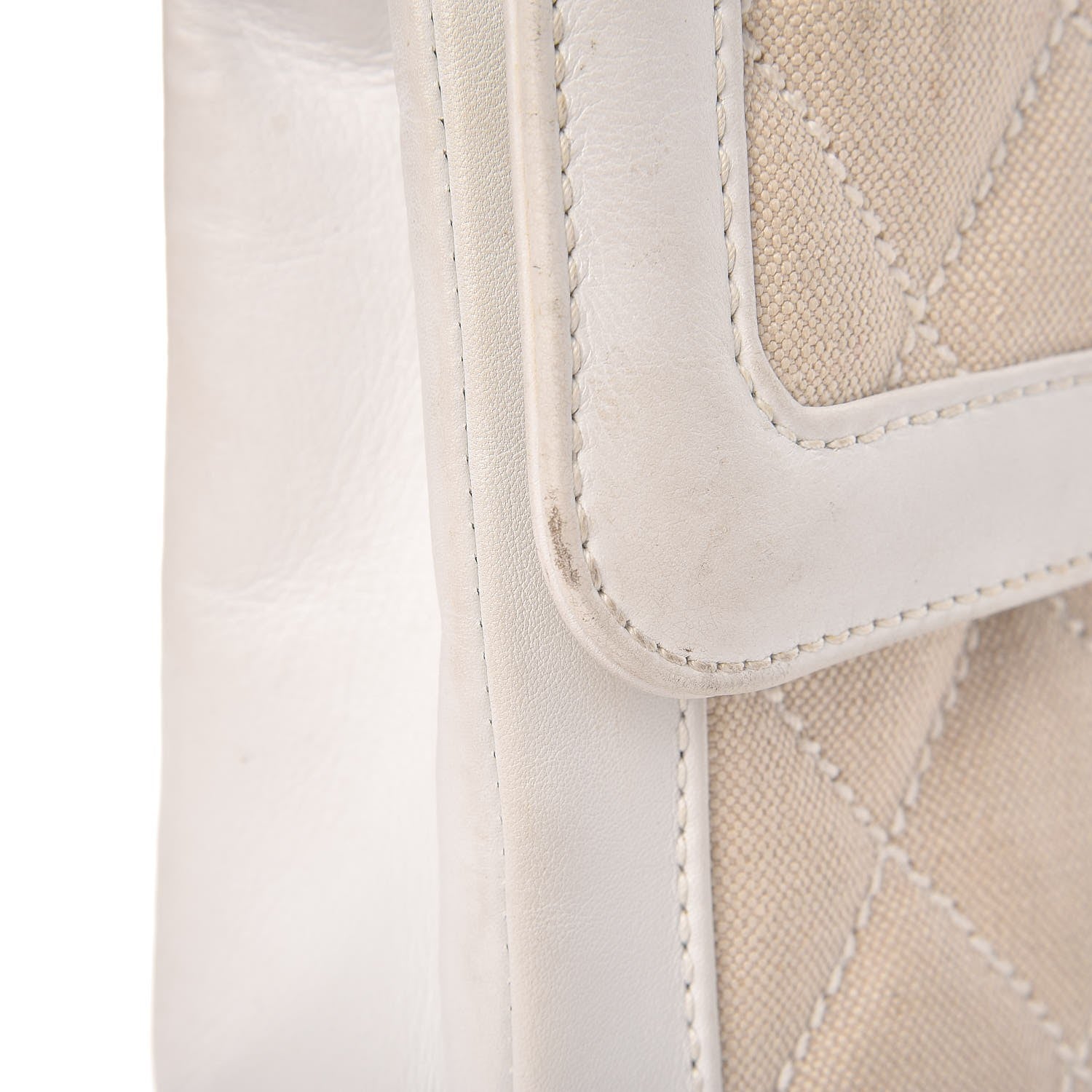 Chanel Lambskin Canvas Quilted Top Handle Flap Bag White 13 of 27