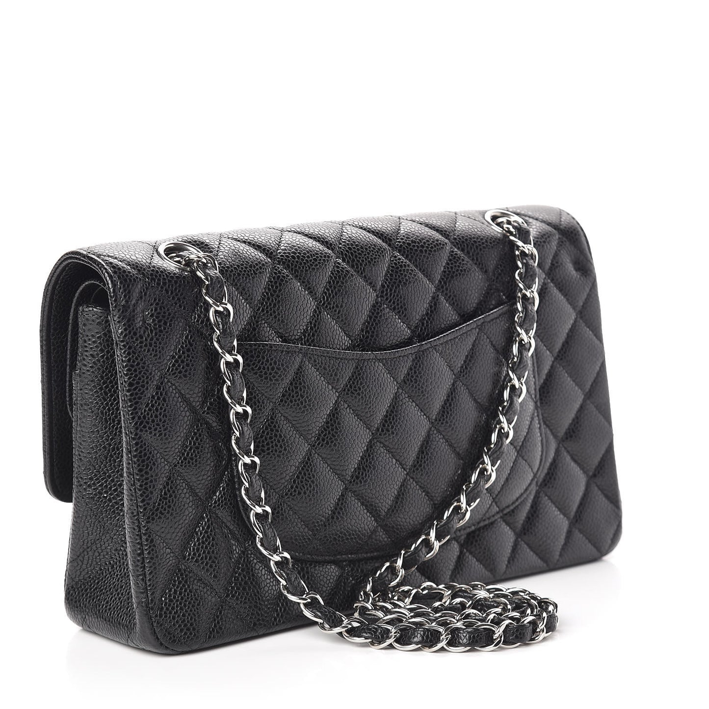 Caviar Quilted Medium Double Flap Black