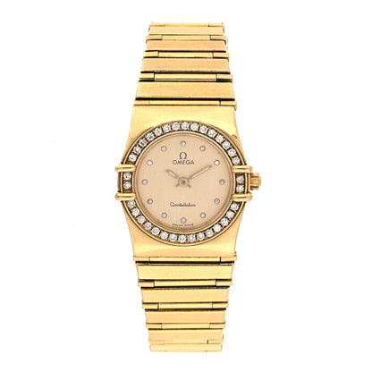 Omega 18K Yellow Gold Diamond Bezel 25mm Constellation Quartz Watch Champagne 895.1076 1 of 4