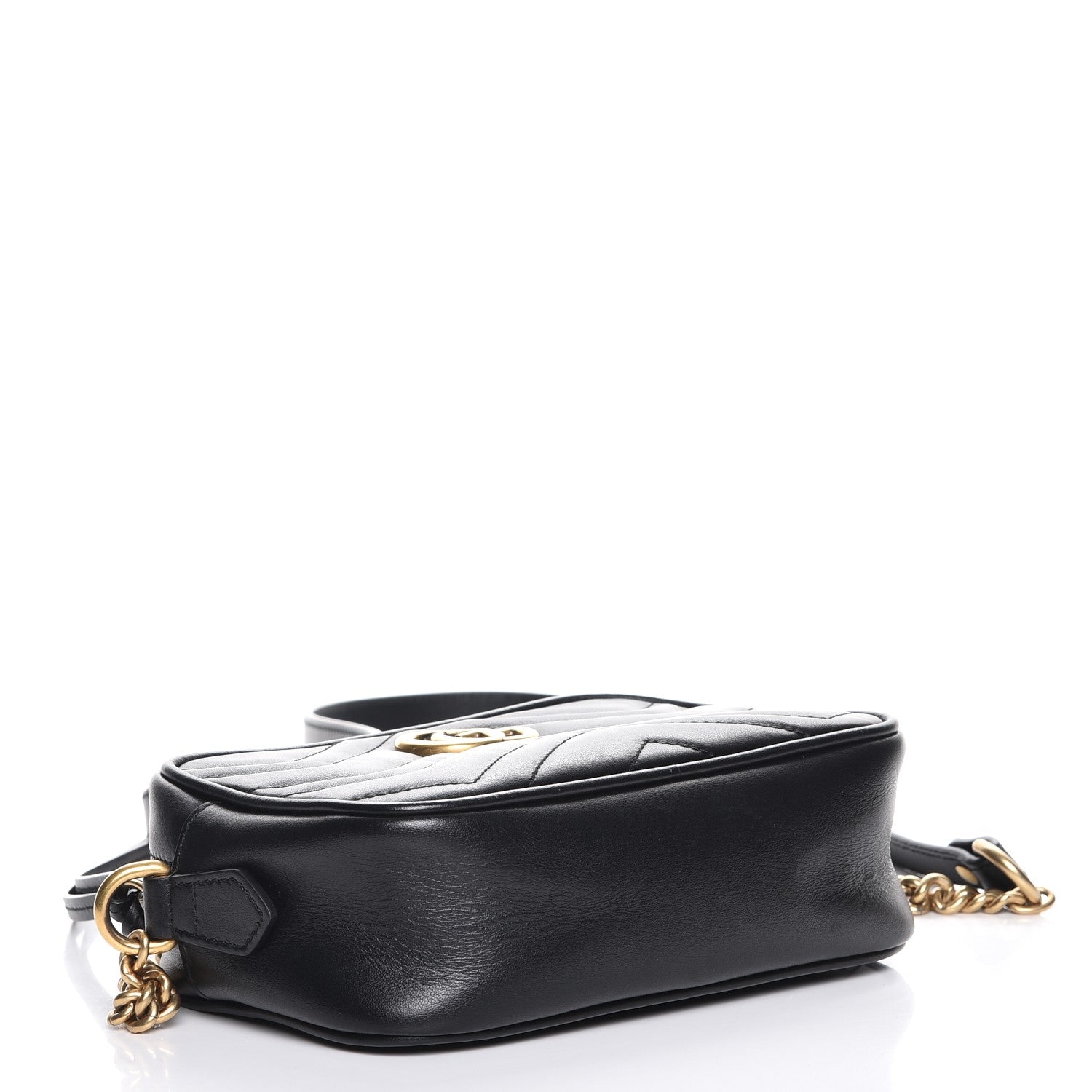 Gucci Calfskin Matelasse Mini GG Marmont Chain Shoulder Bag Black 4 of 7