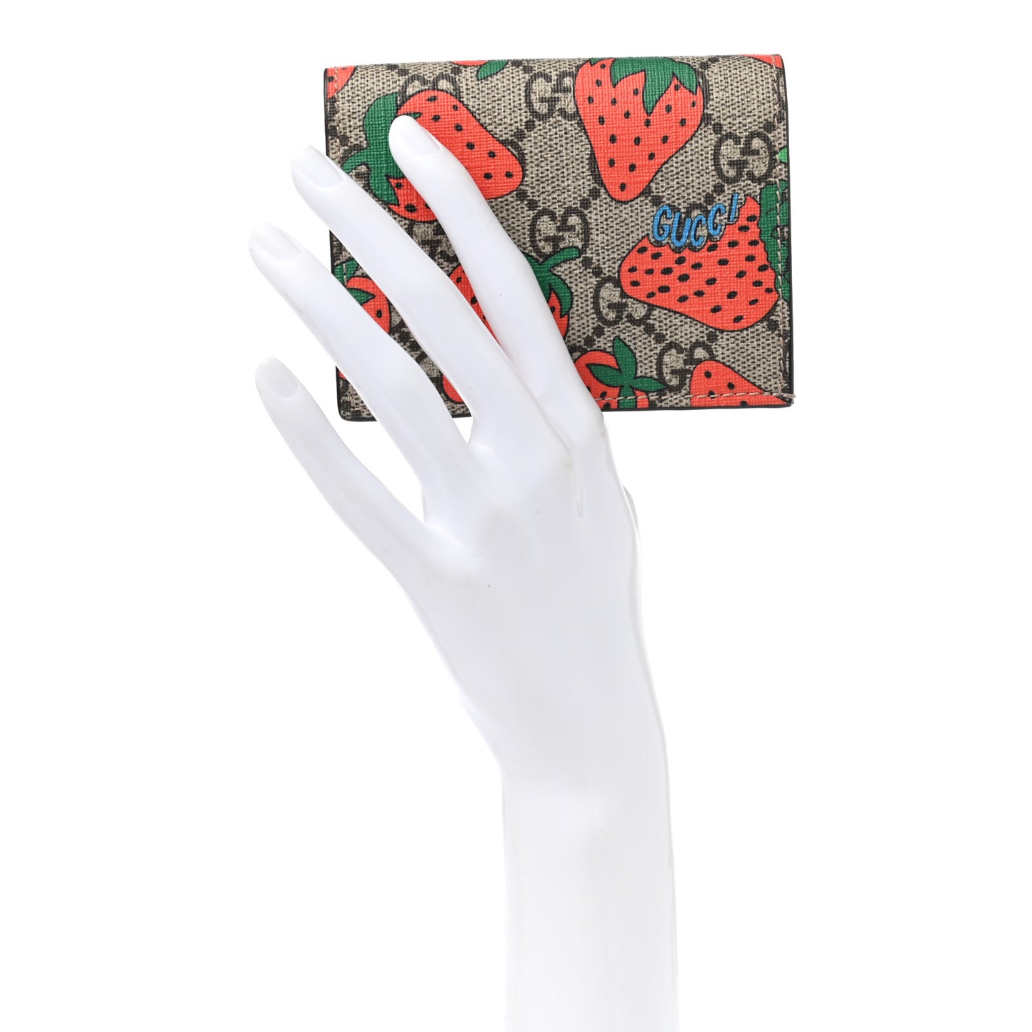 GG Supreme Monogram Strawberry Card Case