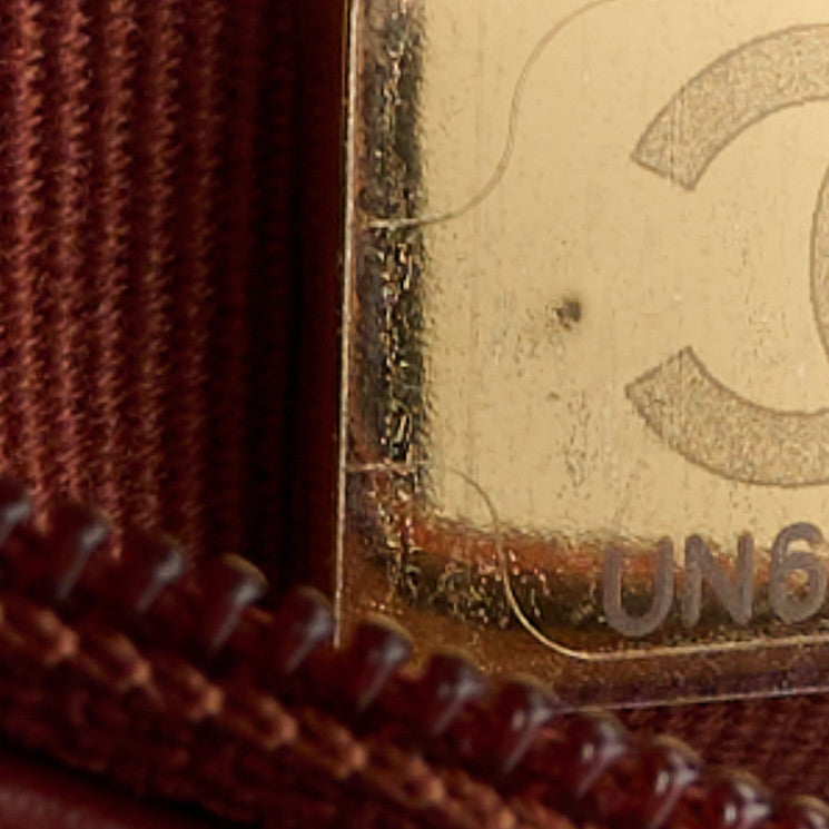 Shiny Aged Calfskin Quilted Nano Kelly Shopper Brown