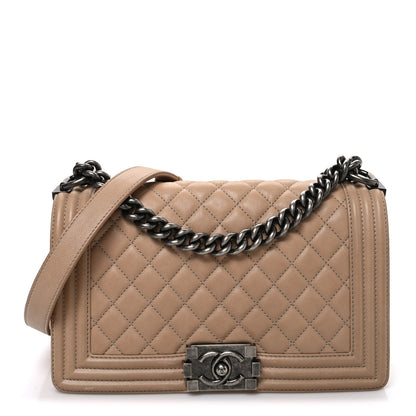 Chanel Lambskin Quilted Medium Boy Flap Beige 1 of 11