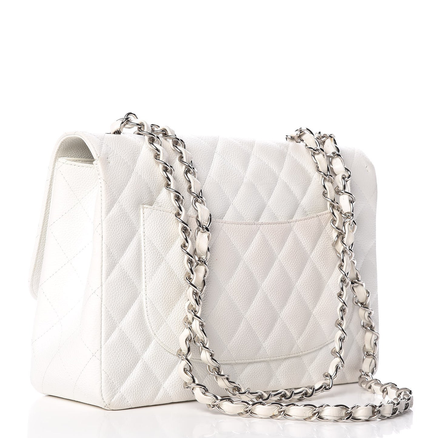 Caviar Quilted Jumbo Single Flap White