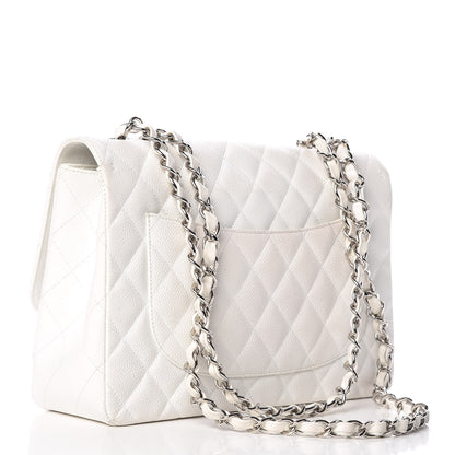 Chanel Caviar Quilted Jumbo Single Flap White 4 of 18
