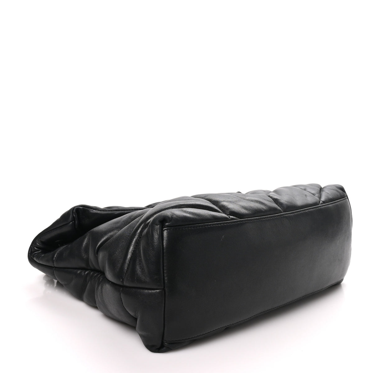 Lambskin Quilted Monogram Monochrome Medium Loulou Puffer Chain Satchel Black