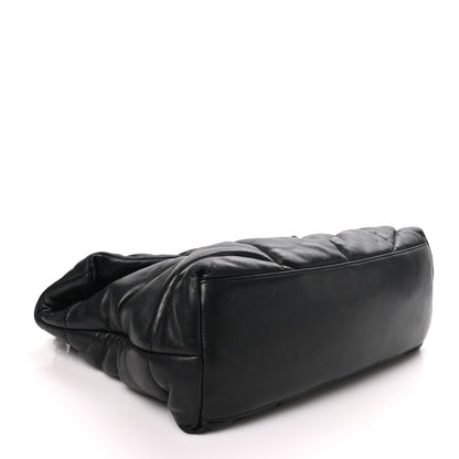 Saint Laurent Lambskin Quilted Monogram Monochrome Medium Loulou Puffer Chain Satchel Black 4 of 10