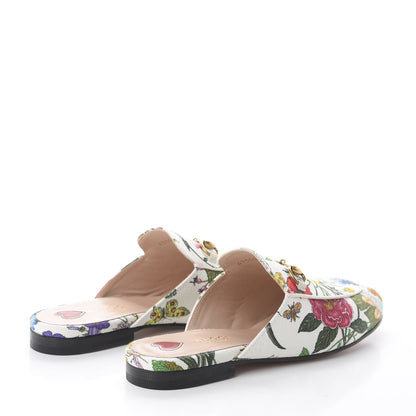 Gucci Canvas Flora Womens Princetown Slippers 36.5 White Multicolor 4 of 7