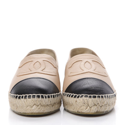 Chanel Lambskin CC Espadrilles 38 Beige Black 3 of 11