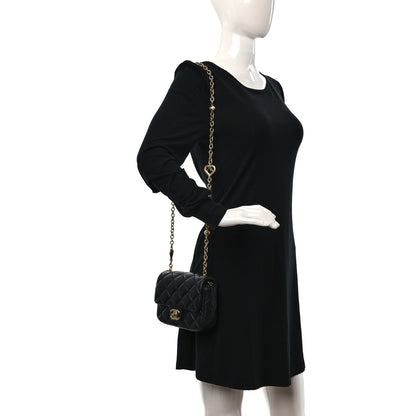 Chanel Lambskin Enamel Pearl Quilted Mini Charm Me Square Flap Black 2 of 9