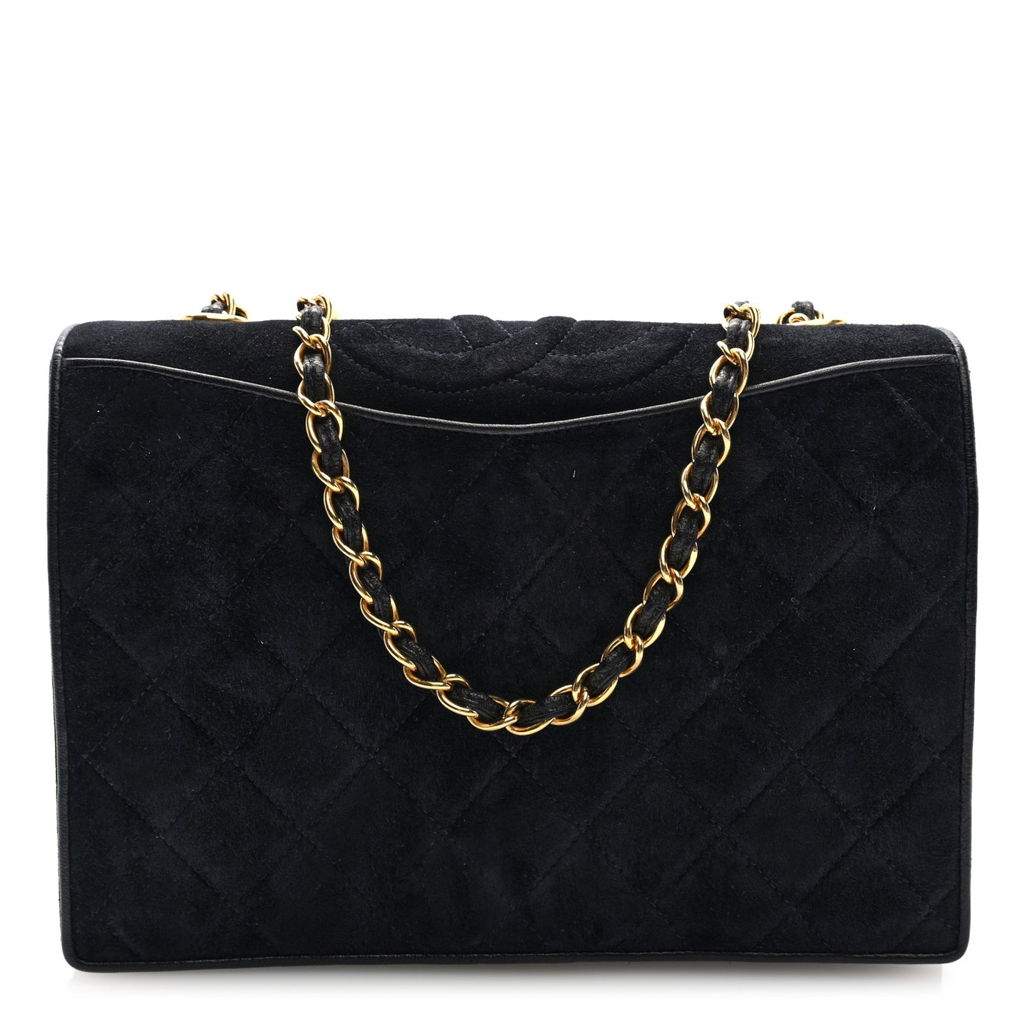 Suede Quilted CC Small Single Flap Black