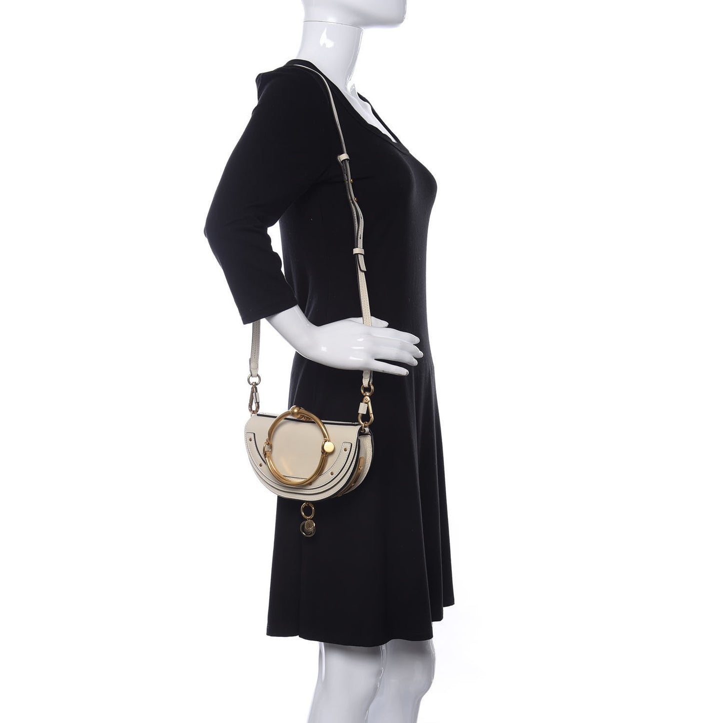 Calfskin Small Nile Bracelet Minaudiere Bag Off White