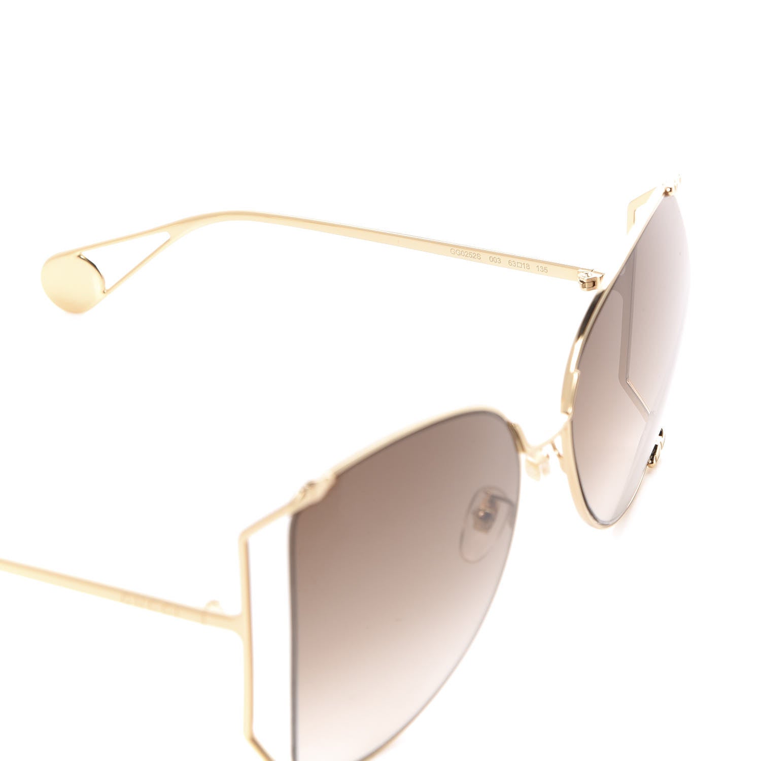 Gucci Oversized Round Sunglasses GG0252S Gold Brown 4 of 8