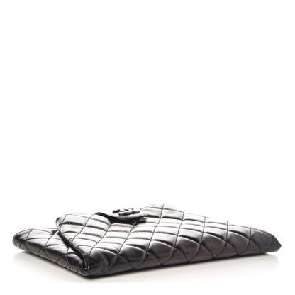 Chanel Glazed Calfskin Quilted Coco Pleats Clutch Black 4 of 7
