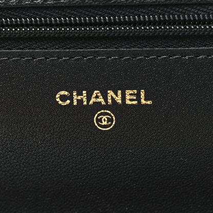 Chanel Lambskin Quilted Wallet On Chain WOC Black 6 of 11