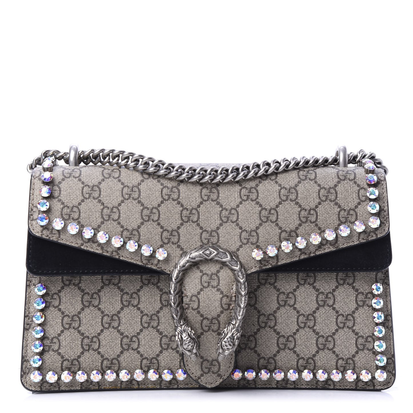 GG Supreme Monogram Crystal Small Dionysus Shoulder Bag Black