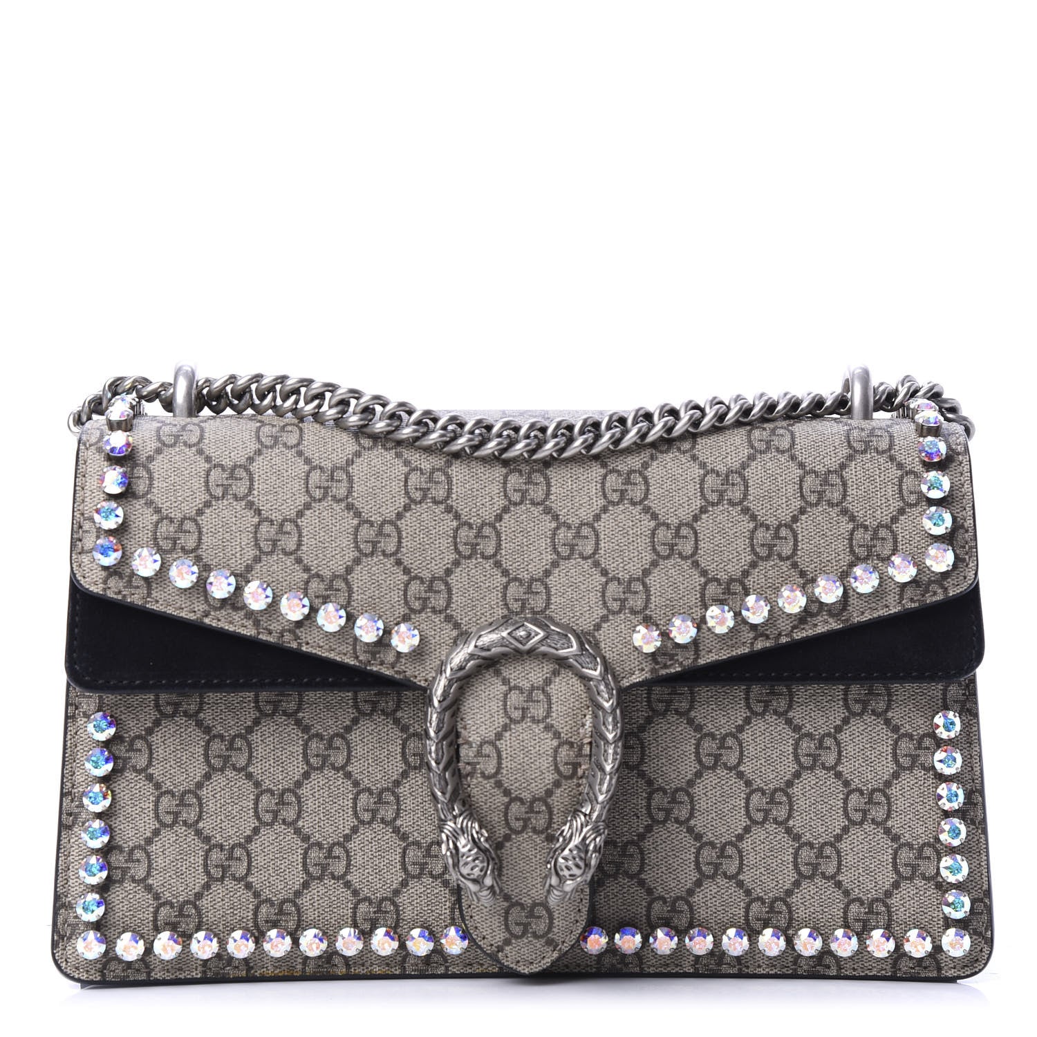 Gucci GG Supreme Monogram Crystal Small Dionysus Shoulder Bag Black 1 of 13