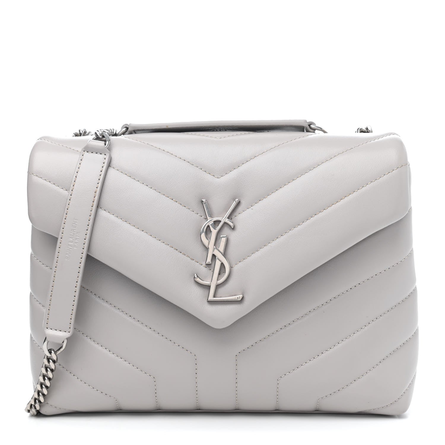 Saint Laurent Calfskin Y Quilted Monogram Small Loulou Chain Satchel Granite 1 of 4