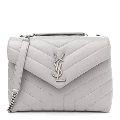Saint Laurent Calfskin Y Quilted Monogram Small Loulou Chain Satchel Granite 1 of 4
