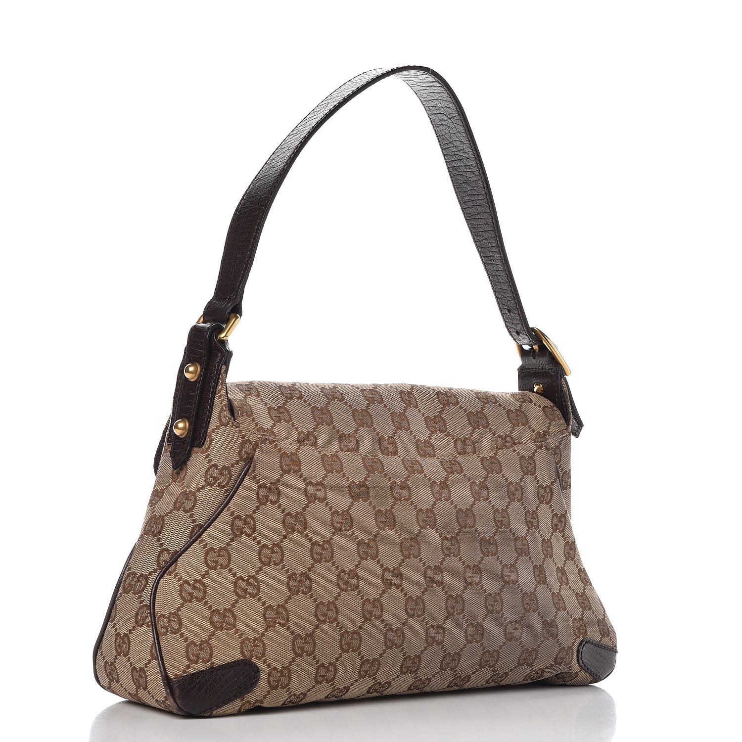 Gucci Monogram Horsebit Chain Flap Shoulder Bag Brown 3 of 12