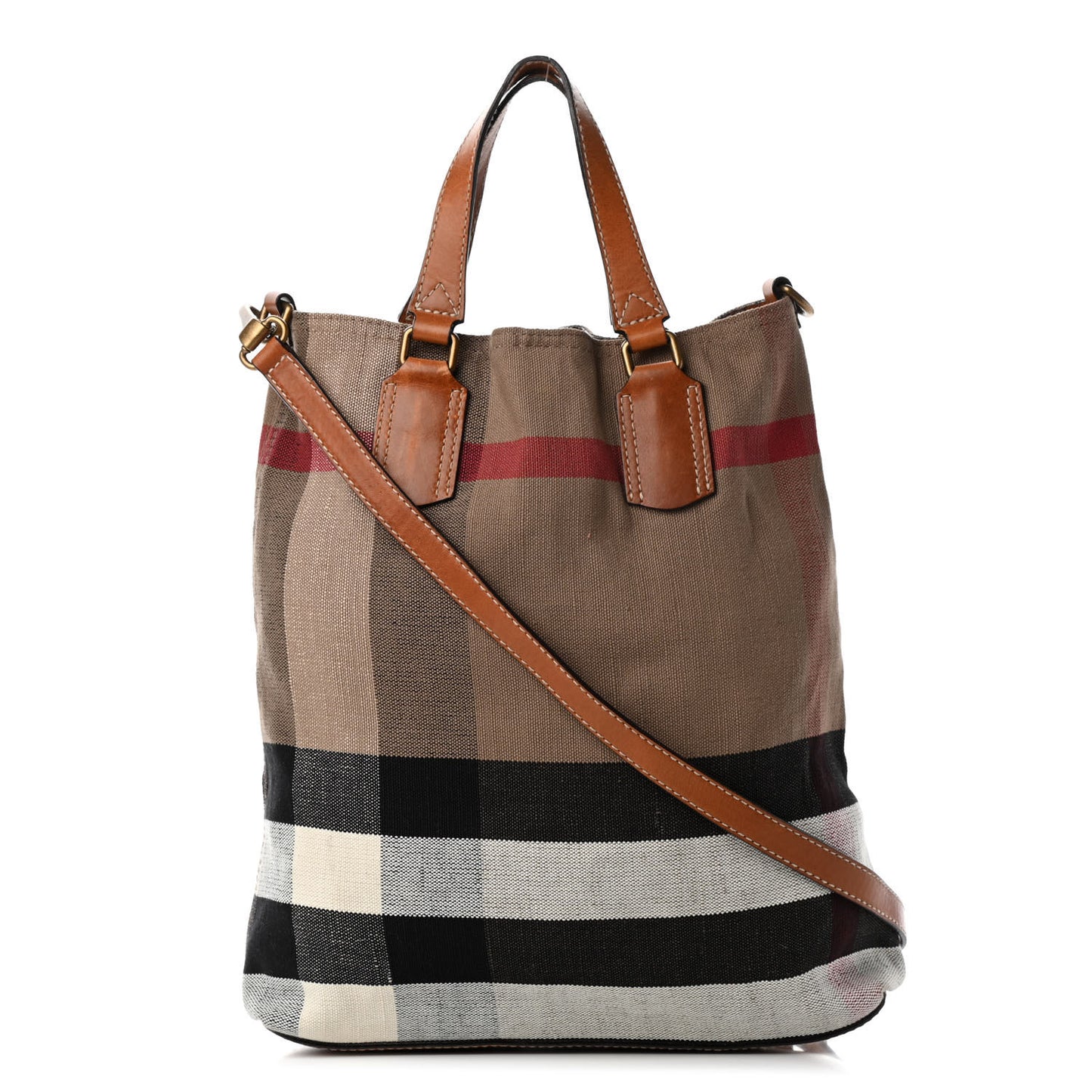Canvas Mega Check Medium Tottenham Brit Tote Saddle Brown