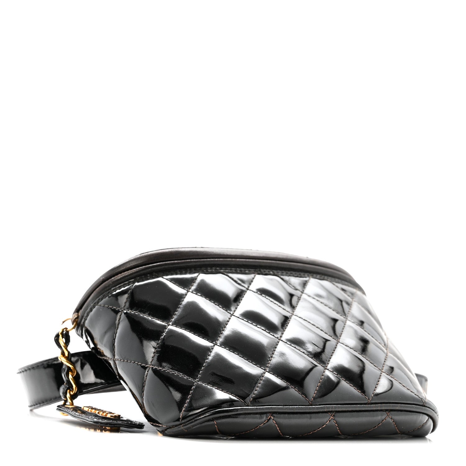Chanel Patent Calfskin Quilted Waist Belt Bag 70 28 Black 4 of 14