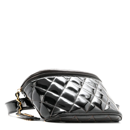 Chanel Patent Calfskin Quilted Waist Belt Bag 70 28 Black 4 of 14