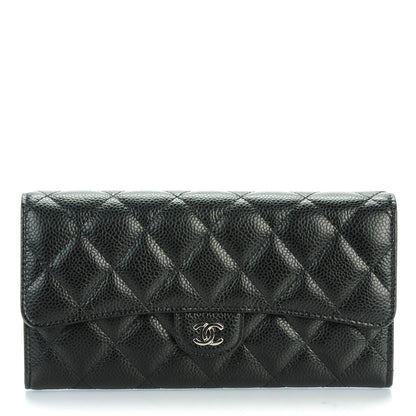 Chanel Caviar Quilted Large Gusset Flap Wallet Black 1 of 8