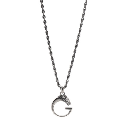 Gucci Sterling Silver G Horse Rope Pendant Necklace 1 of 5