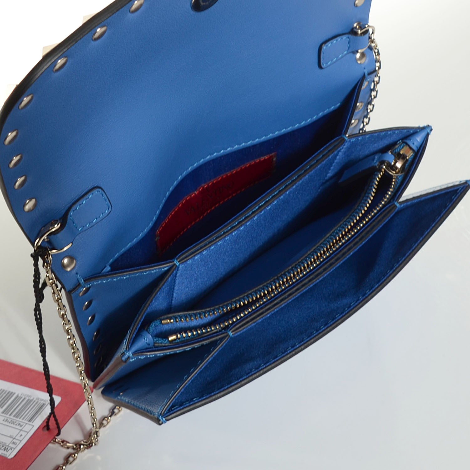 Valentino Garavani Vitello Rockstud Chain Flap Crossbody Bag Light Sapphire 5 of 7