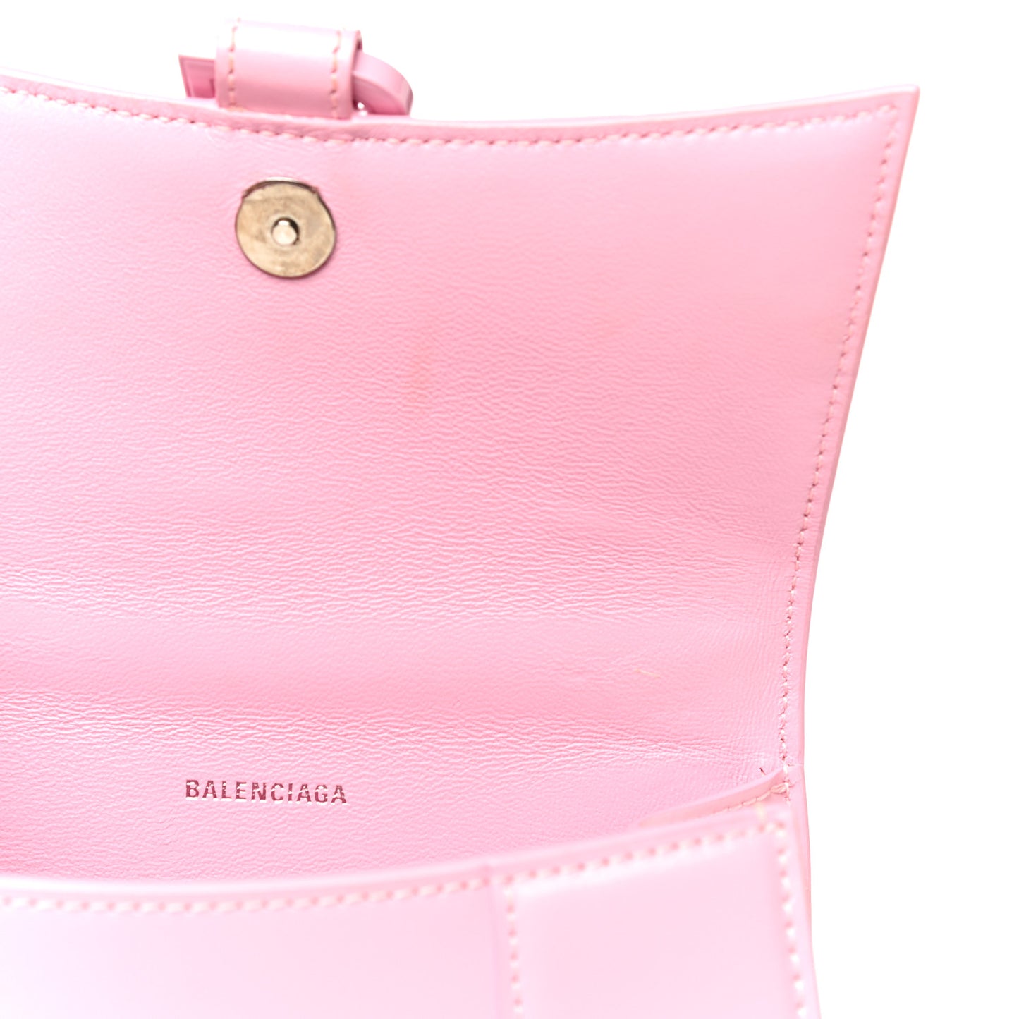 Shiny Box Calfskin Tonal B Hourglass Top Handle Bag XS Candy Pink