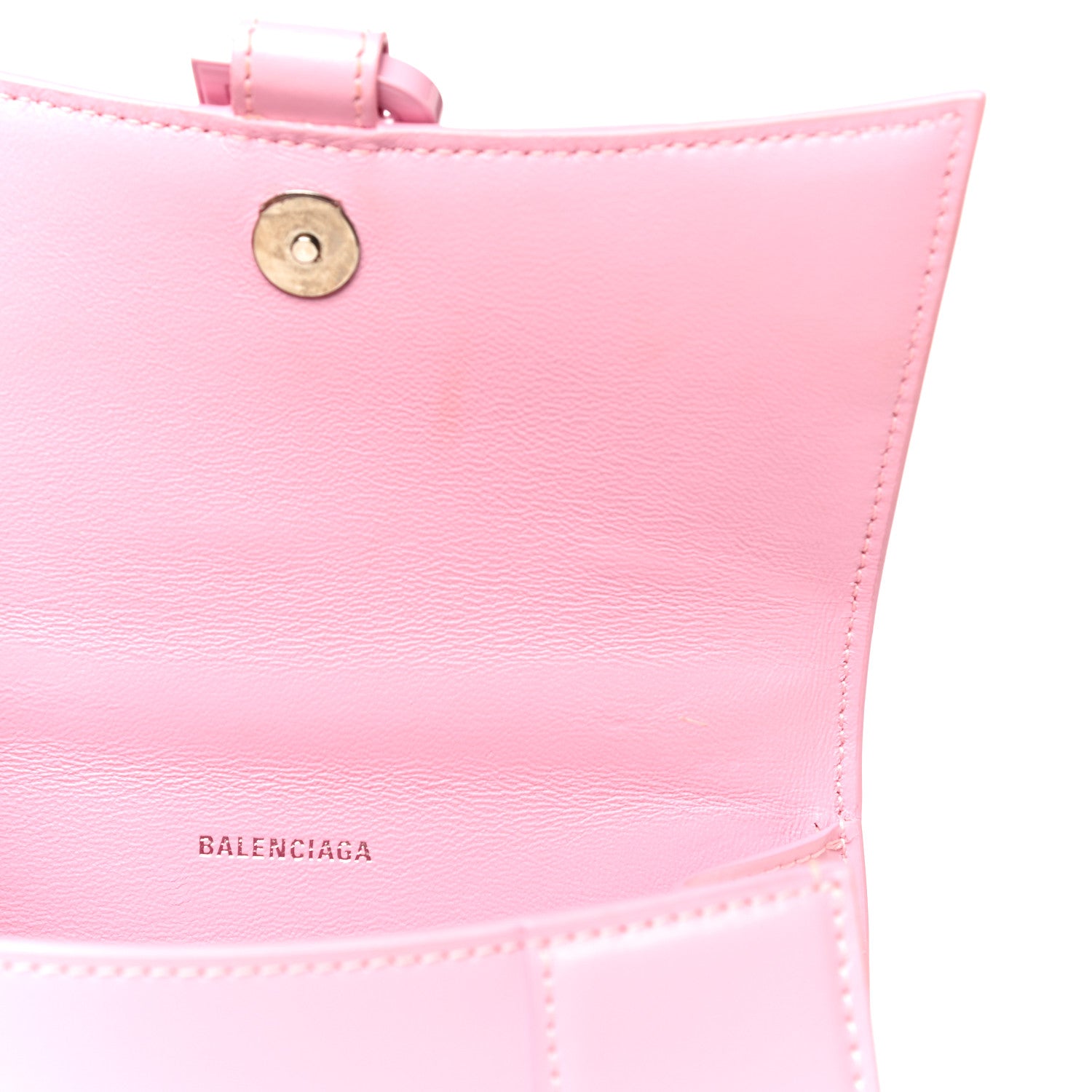 Balenciaga Shiny Box Calfskin Tonal B Hourglass Top Handle Bag XS Candy Pink 12 of 12