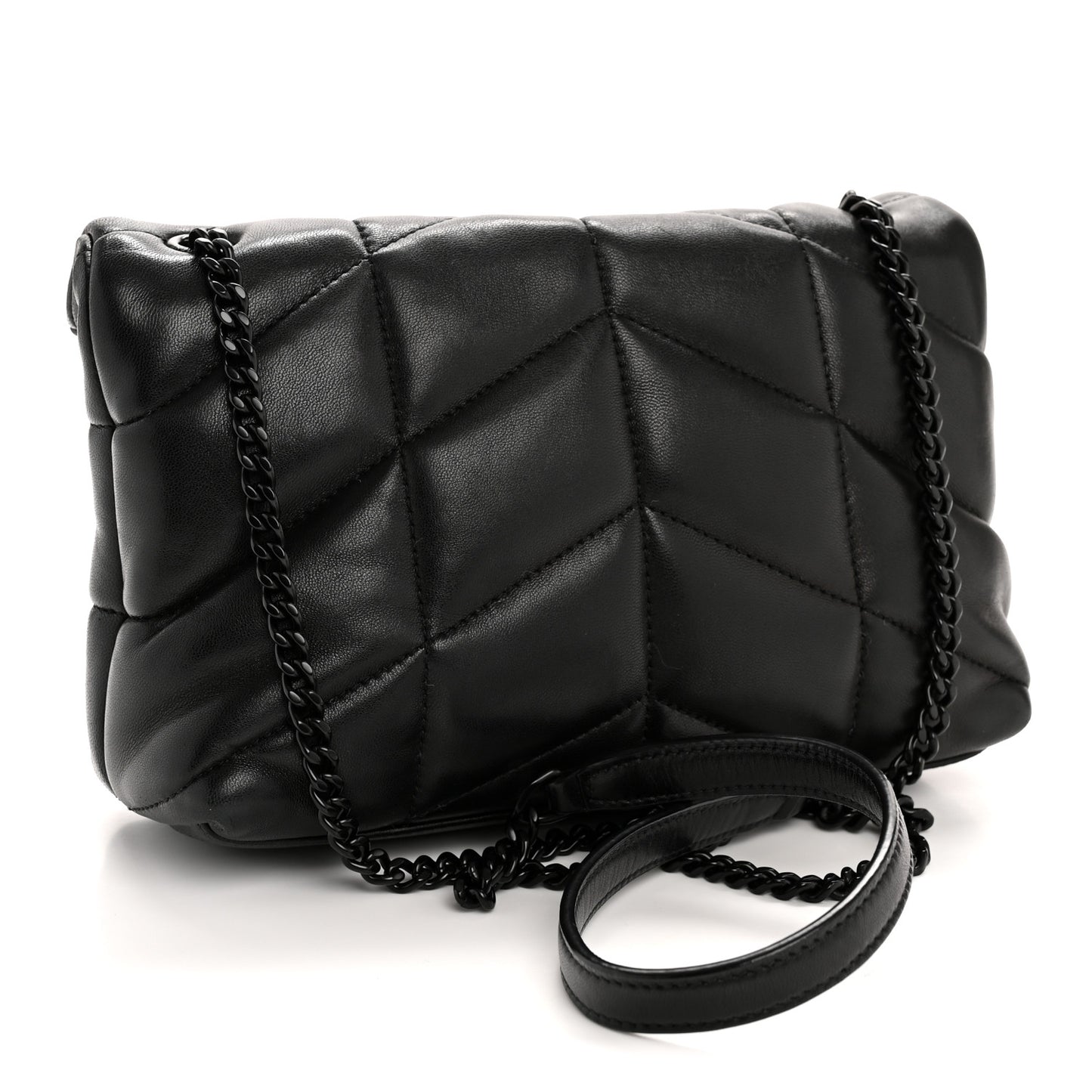 Lambskin Quilted Toy Loulou Puffer Monogram Monochrome Chain Satchel Black