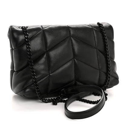 Saint Laurent Lambskin Quilted Toy Loulou Puffer Monogram Monochrome Chain Satchel Black 3 of 13