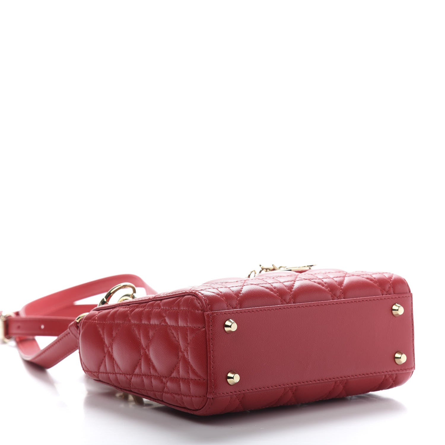 Christian Dior Lambskin Cannage Mini Lady Dior Red 4 of 11