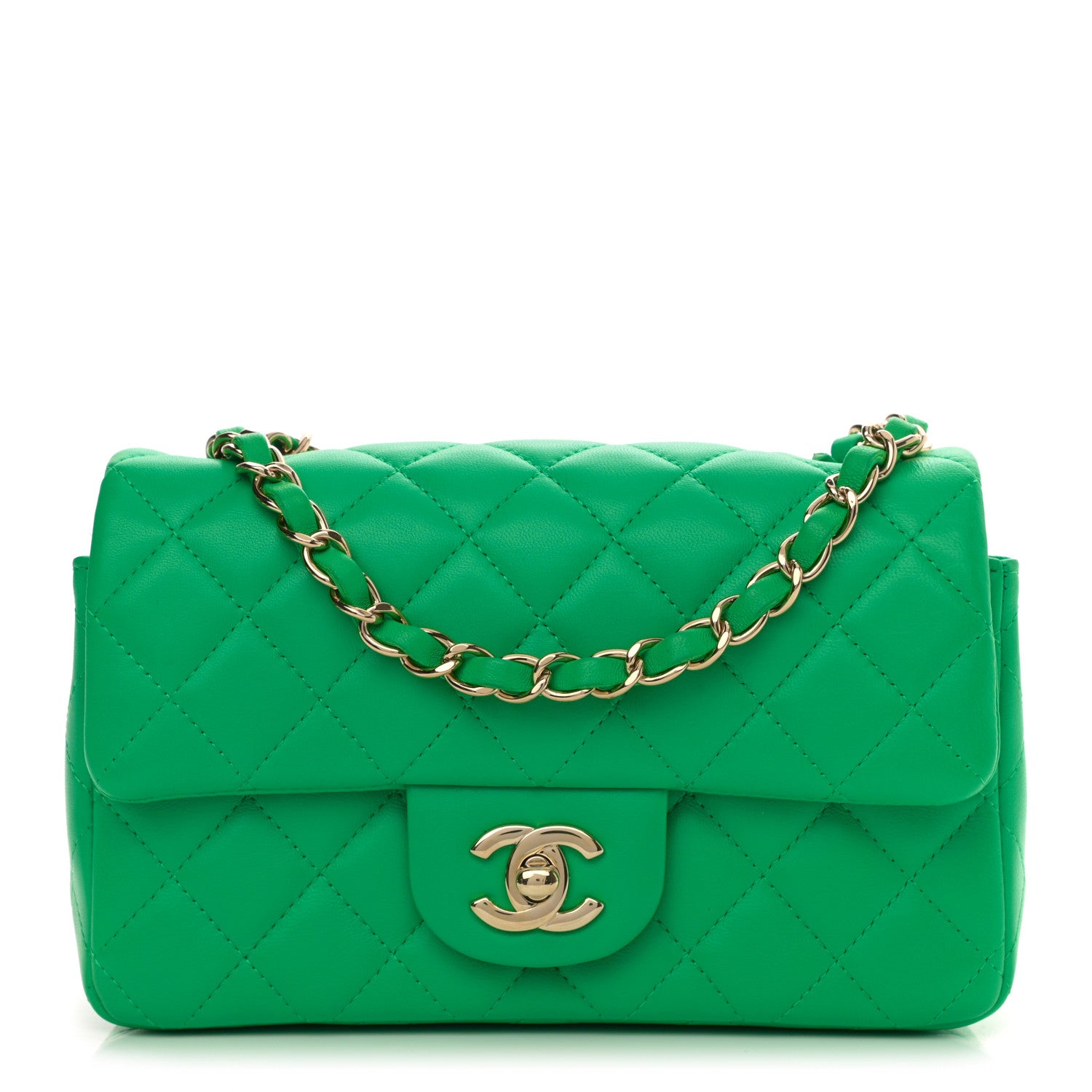 Chanel Lambskin Quilted Mini Rectangular Flap Green 1 of 10