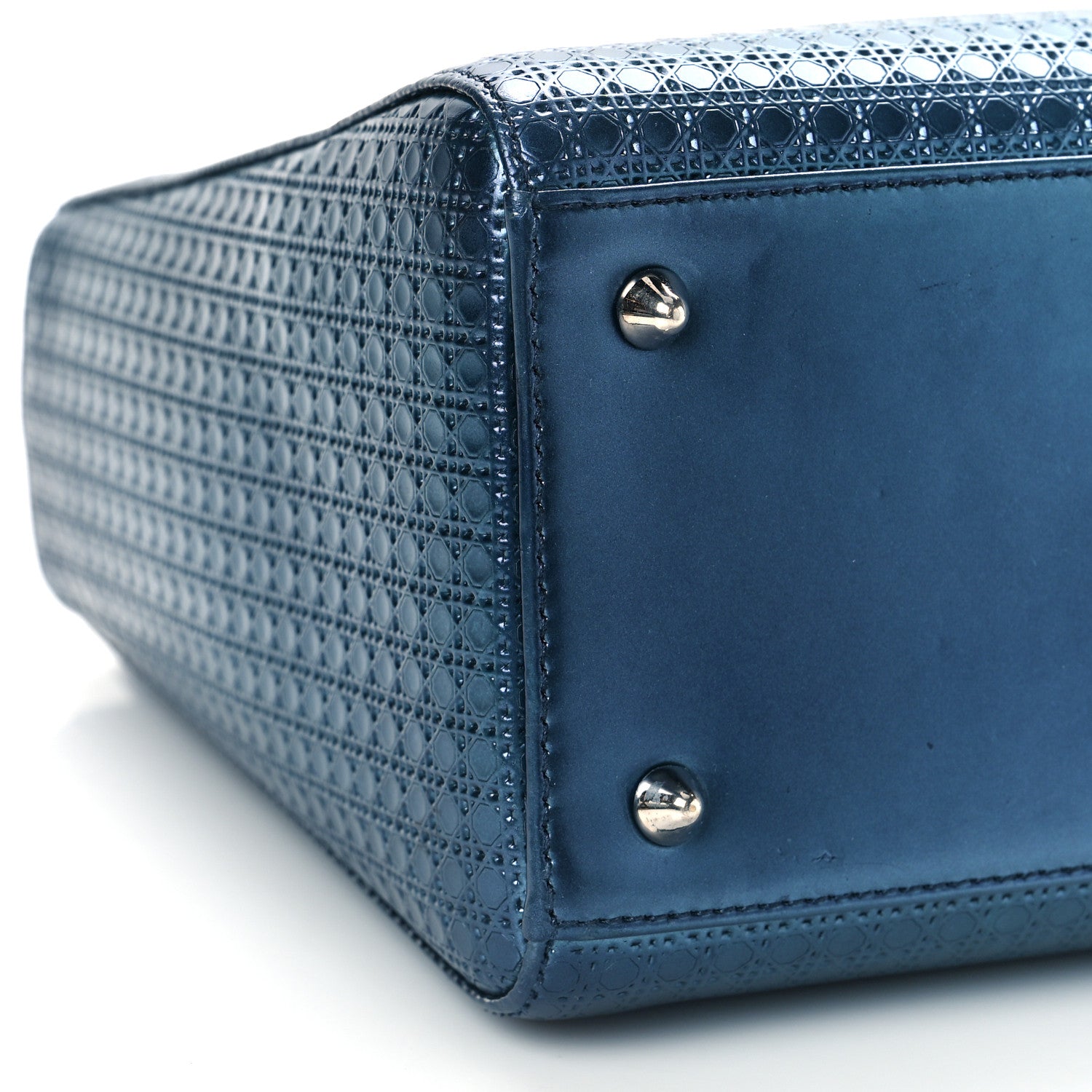 Christian Dior Metallic Patent Micro-Cannage Medium Lady Dior Blue 7 of 8
