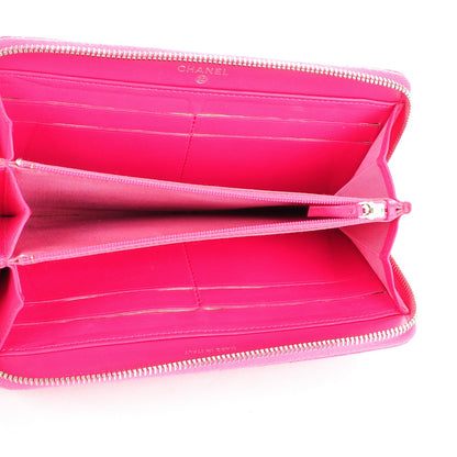 Chanel Lambskin Quilted Large Gusset Zip Around Wallet Fuchsia 6 of 9