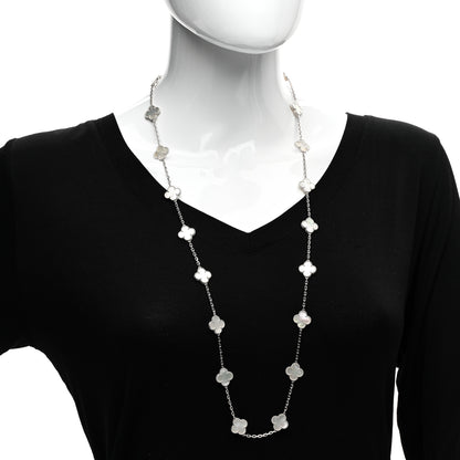 Van Cleef & Arpels 18K White Gold Mother of Pearl 20 Motifs Vintage Alhambra Necklace 2 of 5