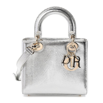 Christian Dior Metallic Lizard Small Lady Dior Argent 1 of 9