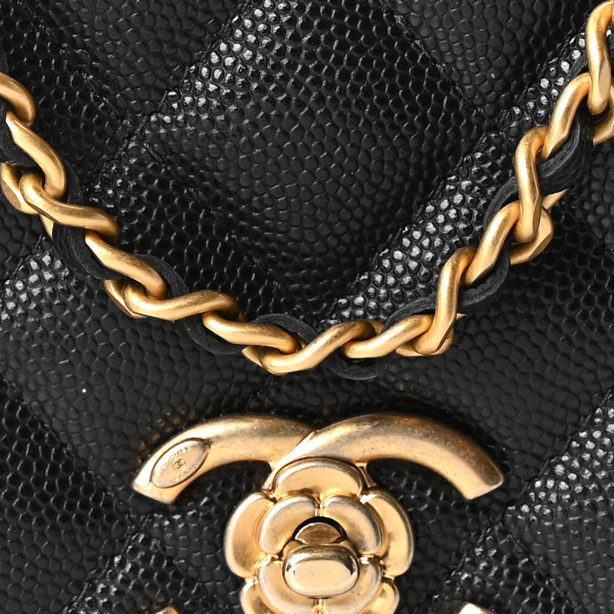 Chanel Caviar Quilted Camellia Wallet On Chain WOC Black 9 of 12