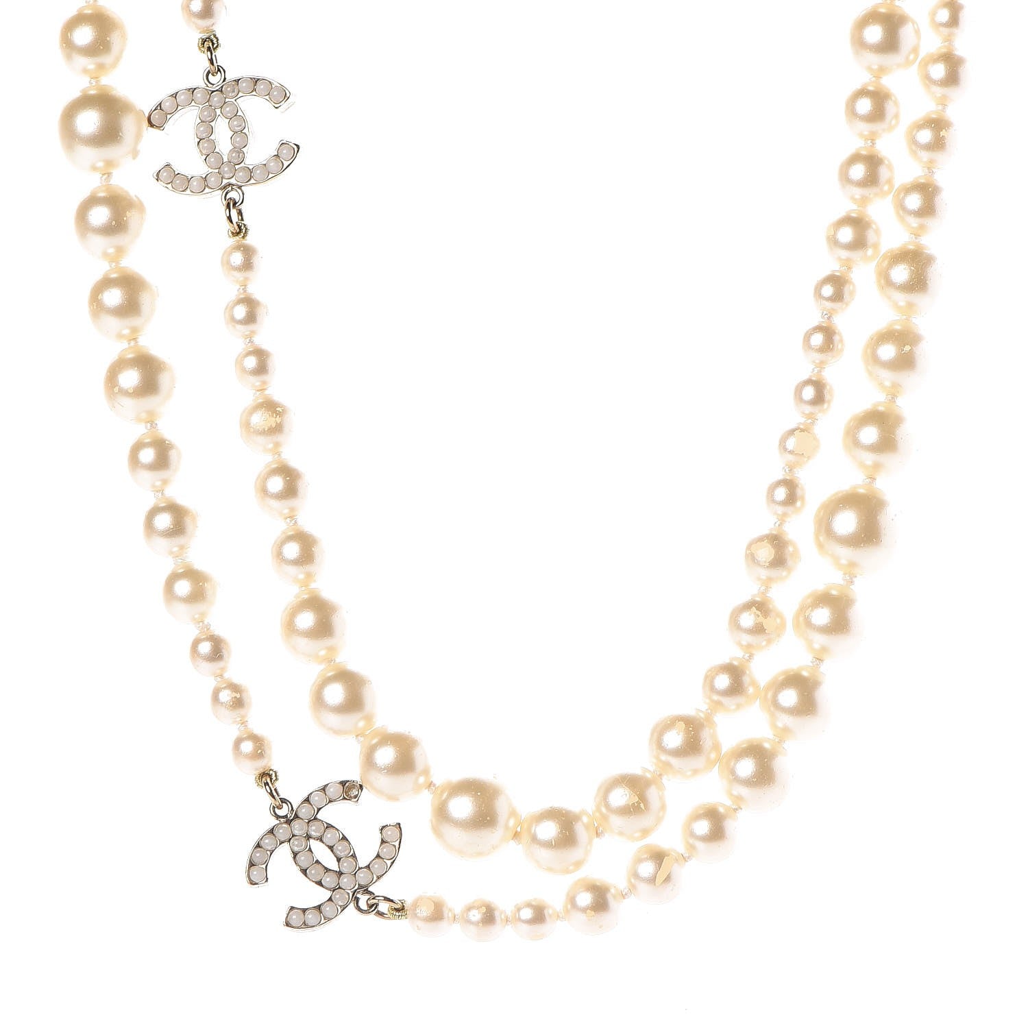 Chanel Pearl CC Long Necklace Gold 1 of 9