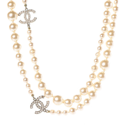 Chanel Pearl CC Long Necklace Gold 1 of 9