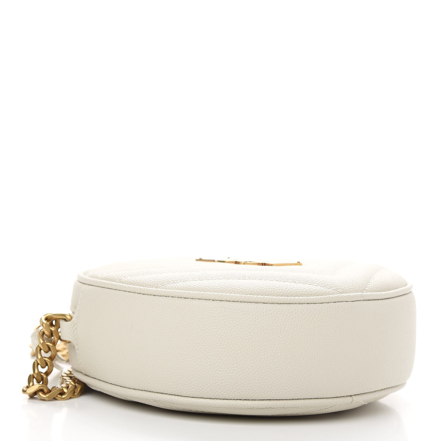 Saint Laurent Grain De Poudre Matelasse Chevron Quilted Round Vinyle Camera Bag Blanc Vintage 4 of 8